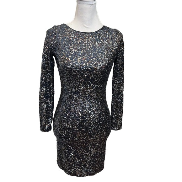Dress the Population Lola Bodycon Dress Long Sleeve Sequin Mini Women’s Size S - Picture 2 of 9